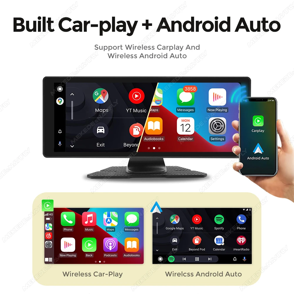 Navifly 6.86/10.26/11.26 بوصة لاسلكي Carplay أندرويد السيارات مشغل MP5 راديو السيارة العالمي الوسائط المتعددة مسجل فيديو FM AUX DSP