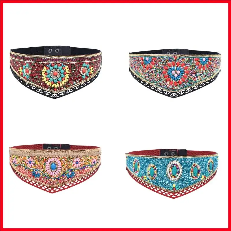 

F3MF Multicolored Bohemian Beaded Waist Jewelry Adjustable Belt for Summer Outfit Styling