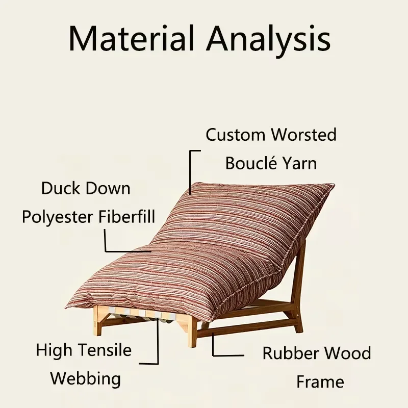 Nordic Solid Wood Leisure Chair Terry Fabric Lazy Single Sofa for Living Room Bedroom Balcony Home Furniture Comfortable Seat