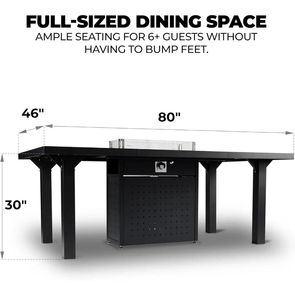 Fire Pit Table with Pulse Ignition, Stainless Steel Burner and Integrated Tank Storage, Propane Gas Rectangular Fire Pit Table