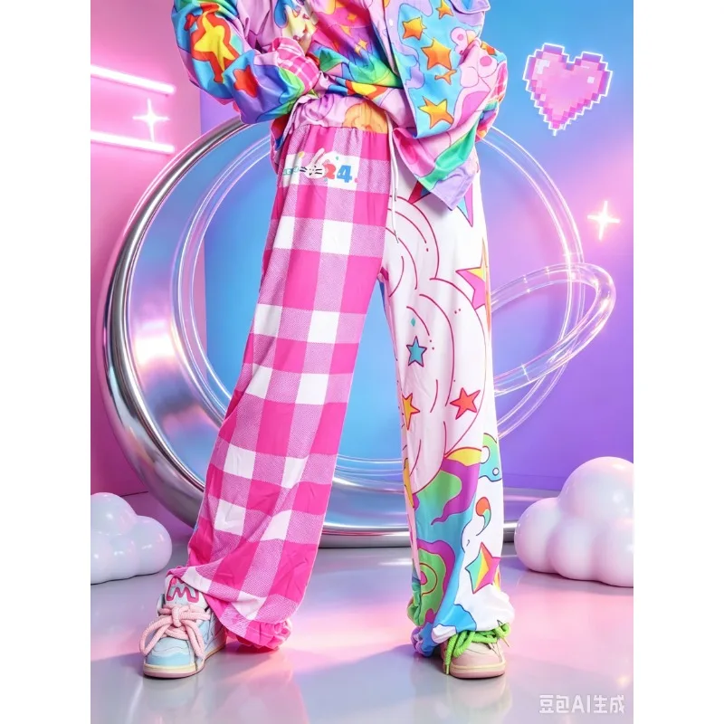 2026 Summer Rainbow Dopamine Pant Adults Kids Cute Y2k Harajuku Style Bottoms Fashionable Plus-size Breathable Extra Loose Pants