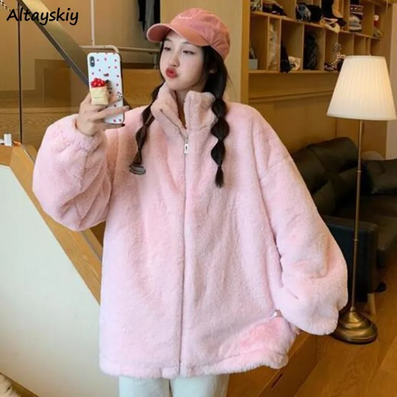 

Women Parkas Winter Plus Velvet Fashion Lambswool Thermal Outerwear Ins Sweet Keep Warm Baggy High Street Students Daily Newest