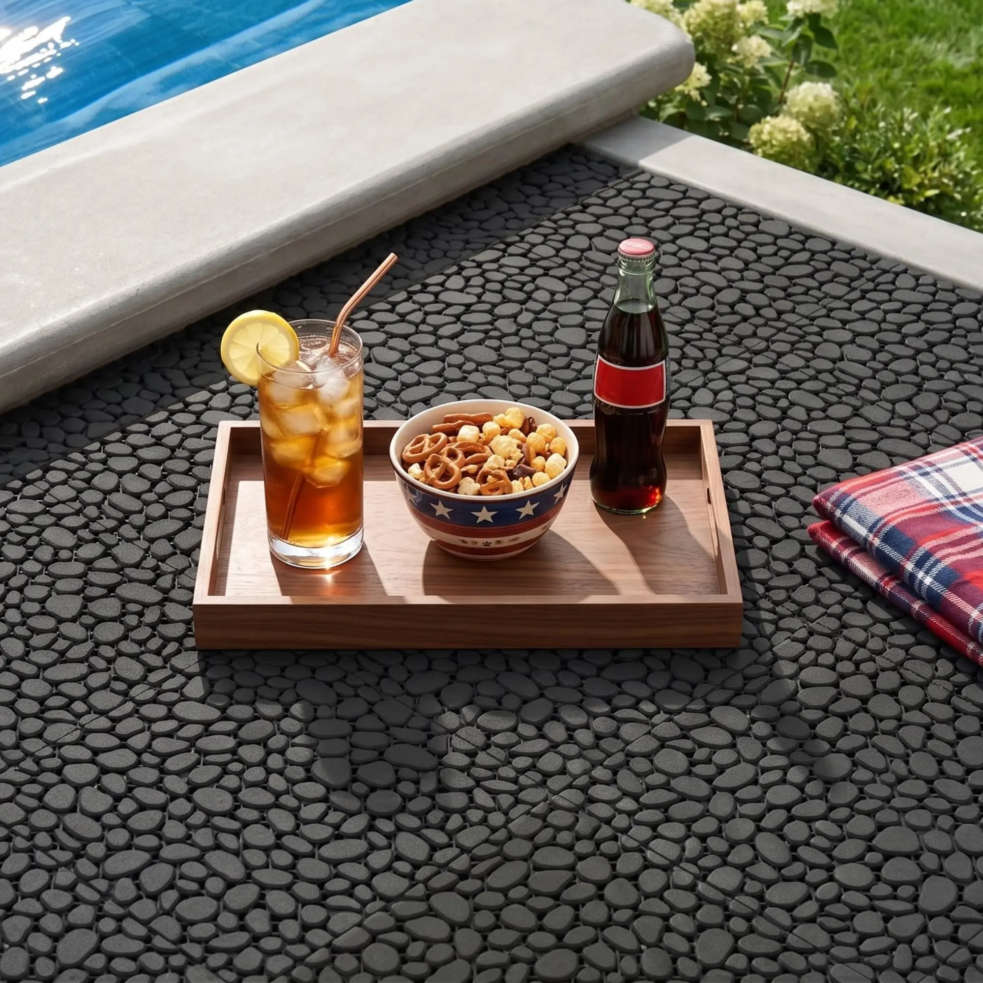 Plastic Interlocking Cobbled Stone Tile, 12