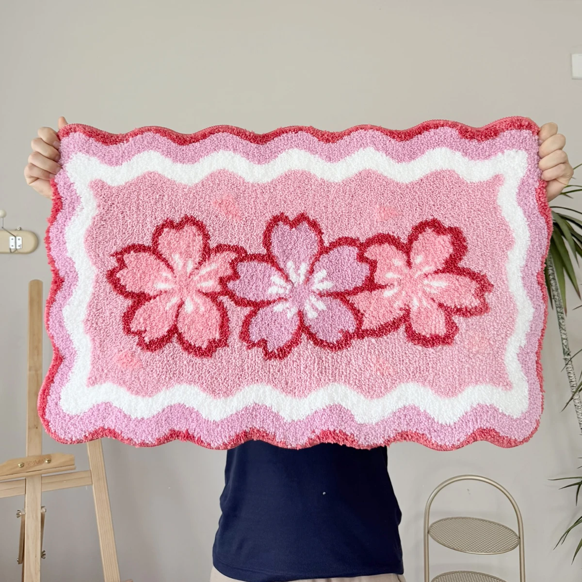 LAKEA 6-Design Wavy Tufted Rug, Starfish Sunflower Heart Lavender Accent Mat, Soft Non-Slip Backing for Bath&Bedroom Funky Color