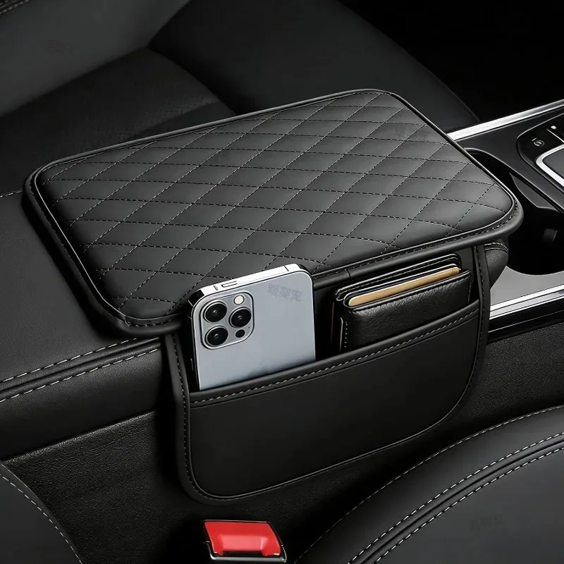 Tissue Box Armrest Pad Side Storage Pocket Paper Rack Car Armrest Box Pad Center Console Protector Cover Armrest Car Box