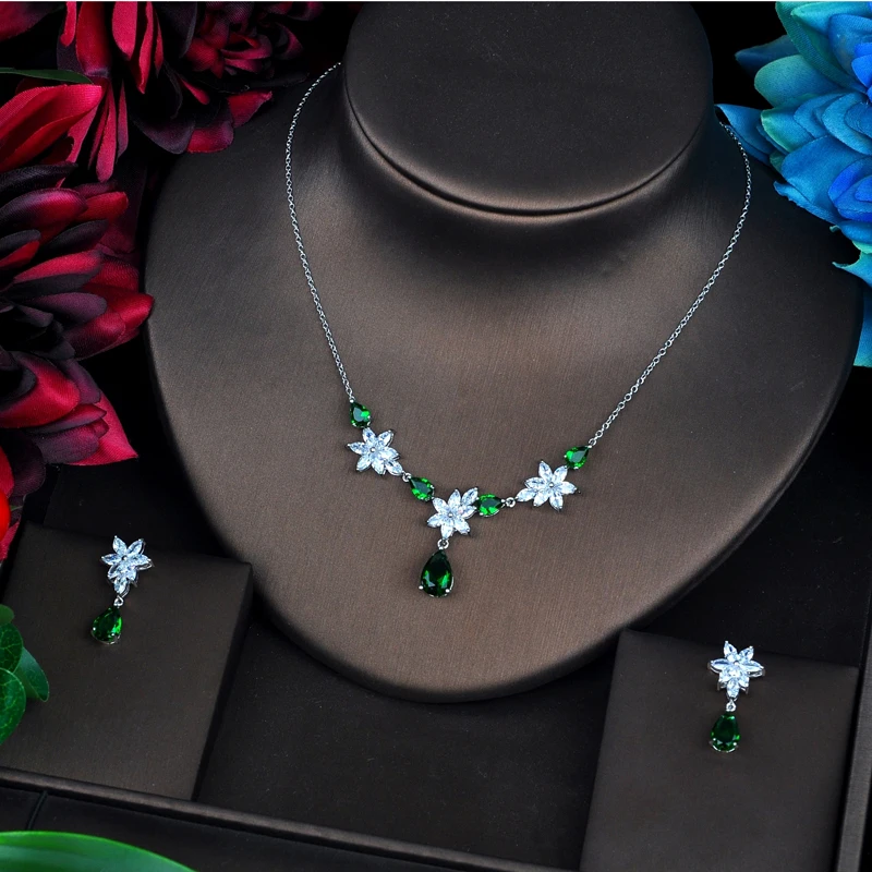 HIBRIDE Simple Design AAA Cubic Zircon Wedding Women Bridal Jewelry Sets Necklace Earring Accessories Bijoux N-532