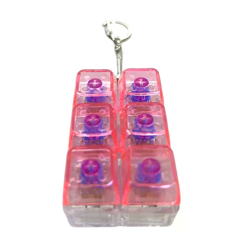 6/4Keys Finger Button Anti-stress Toys Keychain Mechanical Keyboard Axis Tester Keycaps With LED Lights Finger Keyboard Caps Toy