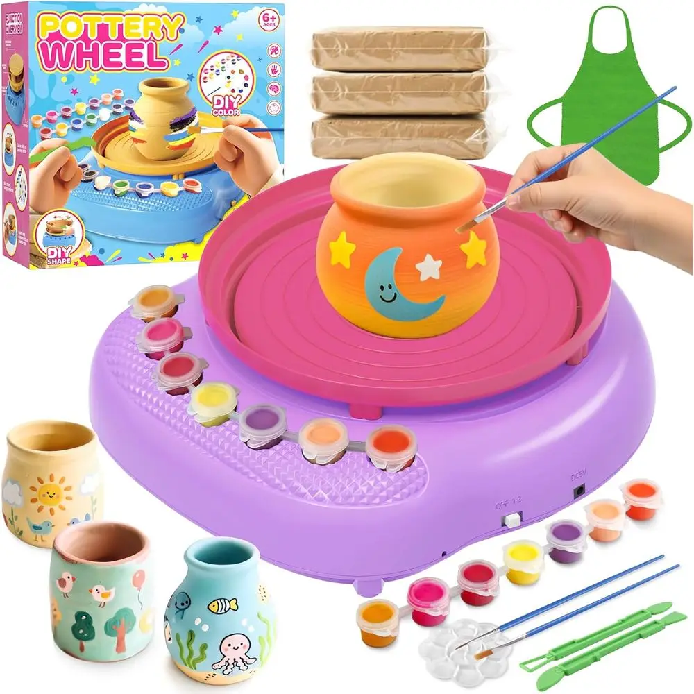 

DIY Pottery Painting Kit for Kids Ages 8-12 with Air-Dry Clay and Tools, Perfect for Arts and Crafts or Birthday Gifts