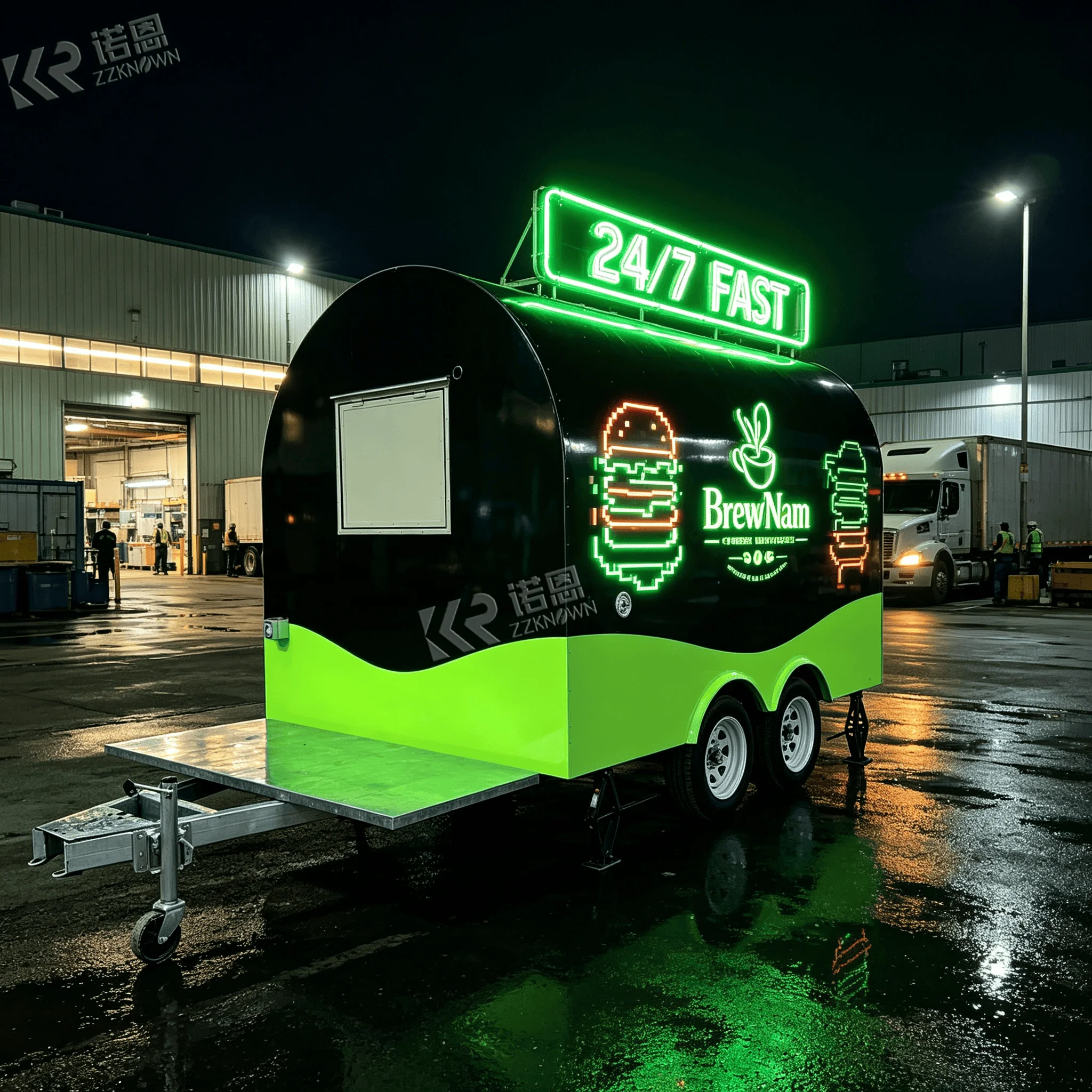 2.7m Curved Concession Food Truck and Food Trailer Quick‑Release Lock System for Fast Disassembly Site Transfer Work