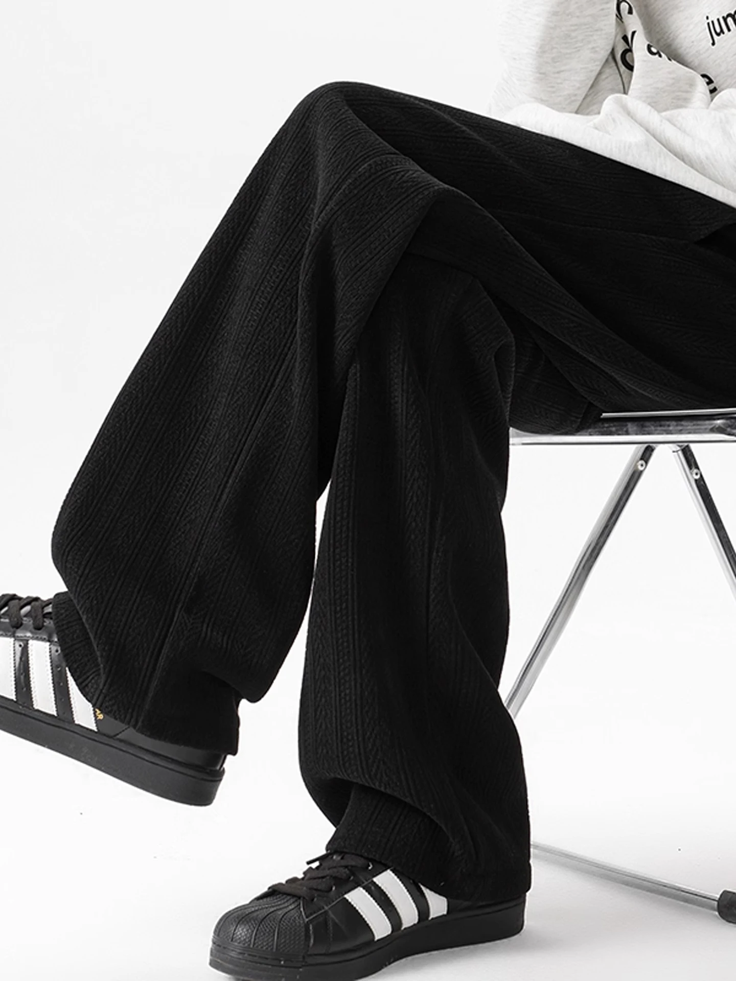 

Мужские повседневные брюки на подкладке из пшеничных ушей с рисунком, осень-зима, прямые свободные широкие брюки, удобные брюки...