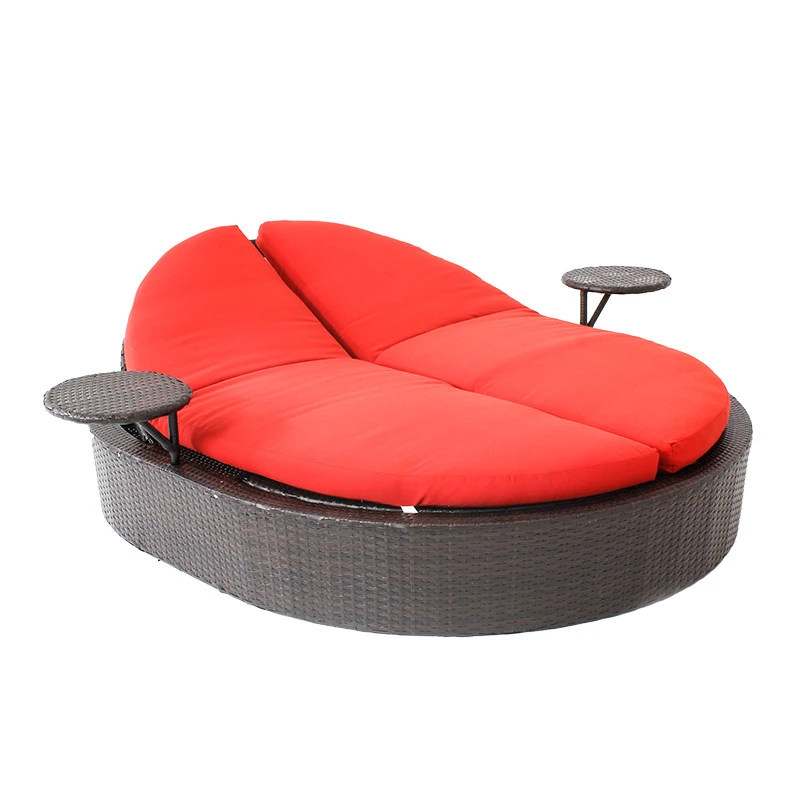 

Customized outdoor furniture, sofa, imitation rattan PE woven rattan aluminum frame, double bed, oval sofa, bed villa