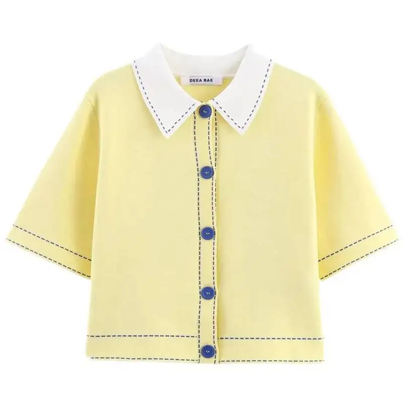 

2025 Autumn New Arrival Women's Knitted Design Sense Stitching Collar Open Cardigan European