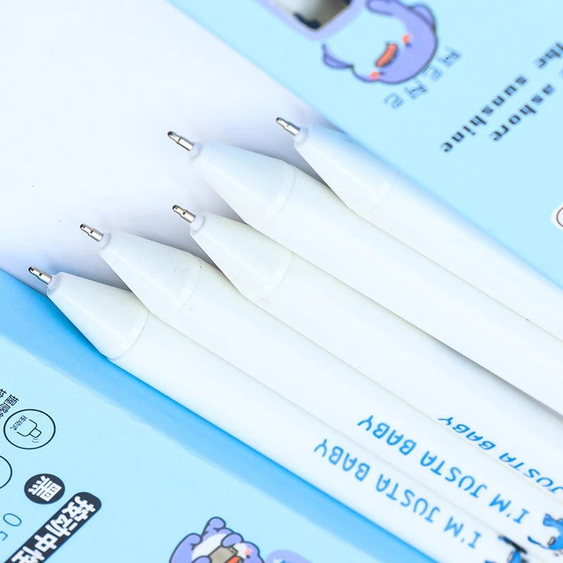 2 Box Pure White Retractable Gel Pen with Cute Capybara Design | Quick Dry Durable Pens for Students School Stationery