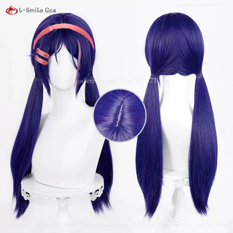 ميتا تصفيف الباروكات جمع الأرجواني الأزرق شعر مستعار قصير ميتا أنيمي شعر مستعار تأثيري مقاومة للحرارة الاصطناعية الشعر + غطاء شعر مستعار #2