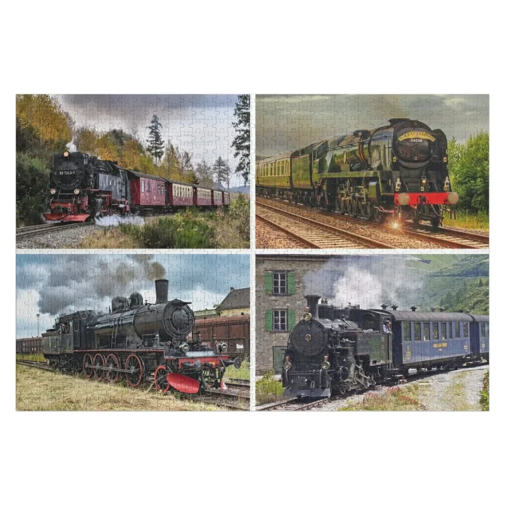 

Four Steam Train Railway Scenes Jigsaw Puzzle Custom Gift Children Custom Kids Toy Adult Wooden Puzzle