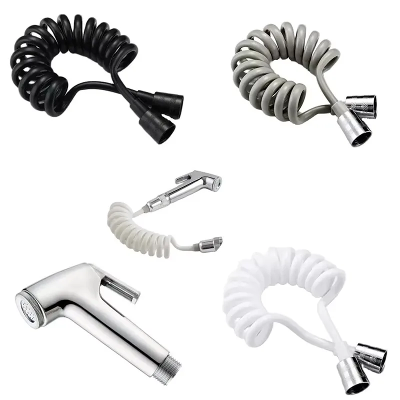 Universal Flexible Shower Hose with Spring Extension Hand Sprayer Pipe Connector for Bathroom Toilet Bidet - Durable Spring Tube