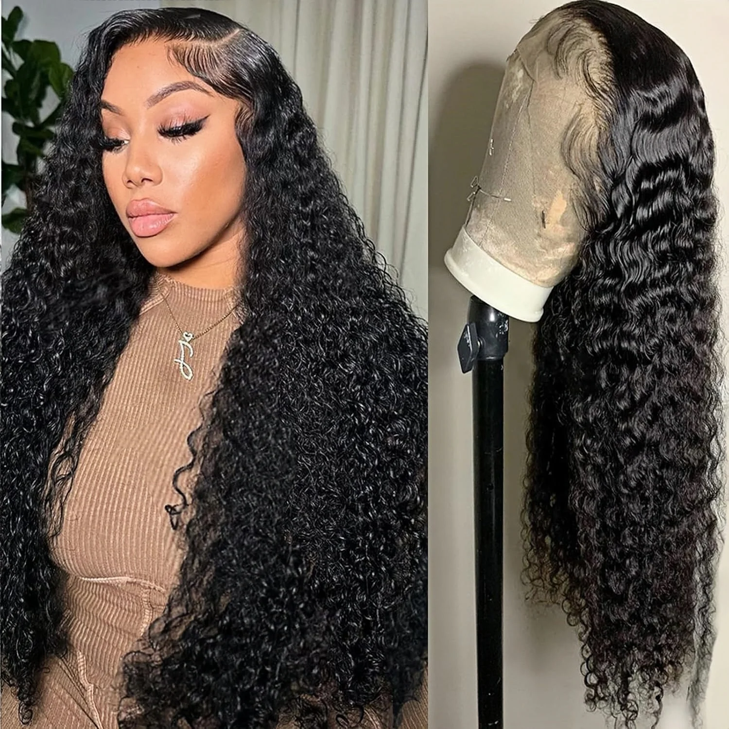 

200 Density 30 32 Inch Curly Wigs Lace Front Wigs PrePlucked Transparent Deep Wave 13x6 Hd Lace Frontal Human Hair Wig For Women