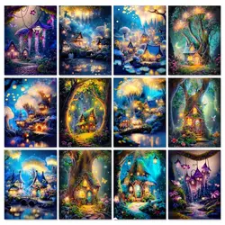 GATYZTORY Painting By Numbers Adults Magic Forest Handmade Picture Diy Set On Canvas Scenery Coloring On Numbers Home Decors