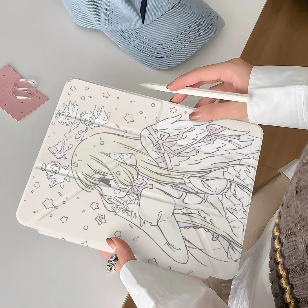 

Чехол-подставка Pink Angel Girl для планшетов iPad Pro 11, 12.9, 13, 8.3 (M2, M4, M3), 9.7, 10.2 (5/6-го поколения), 7/8/9 (10-го поколения), 11 (11-го поколения), Mini 6, 7, Air 3, 4, 5, 6