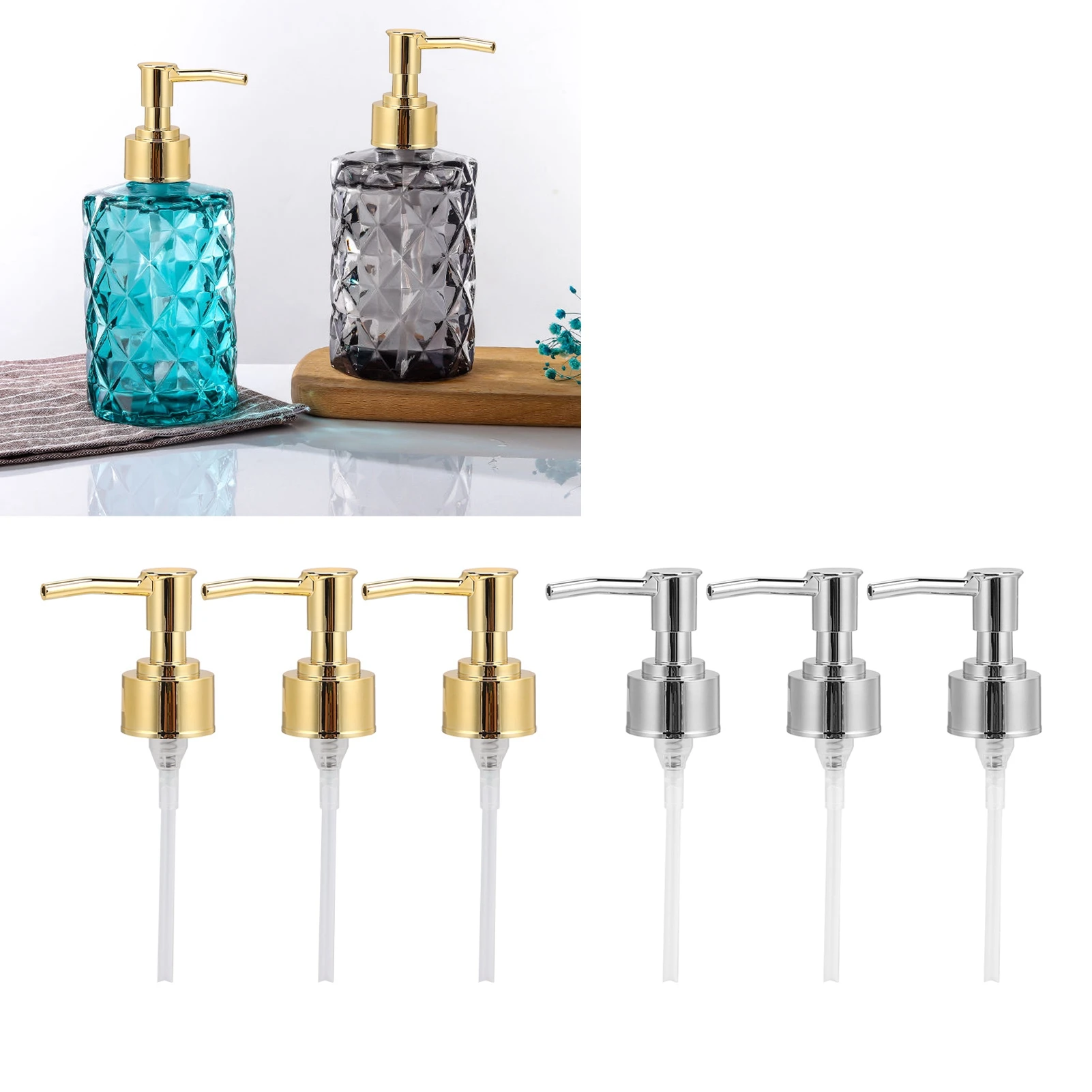 3pcs Perfume Dispenser Bottle Pump Shampoo and Conditioner Bottle Nozzle for Soap Lotion Massage Oil Bottle