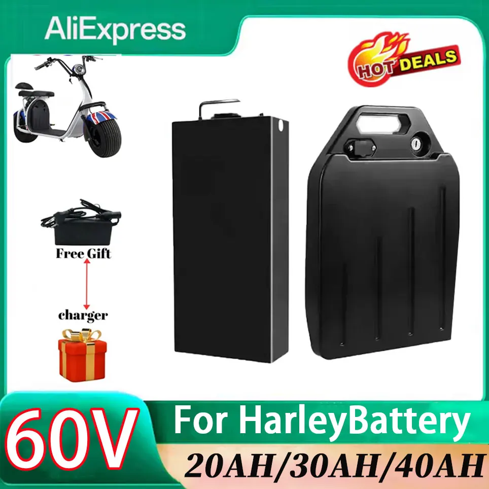 Batterie pour moto électrique Harley 60V 20Ah 30Ah 40Ah, batterie au lithium 18650 adaptée aux scooters électriques CityCoco