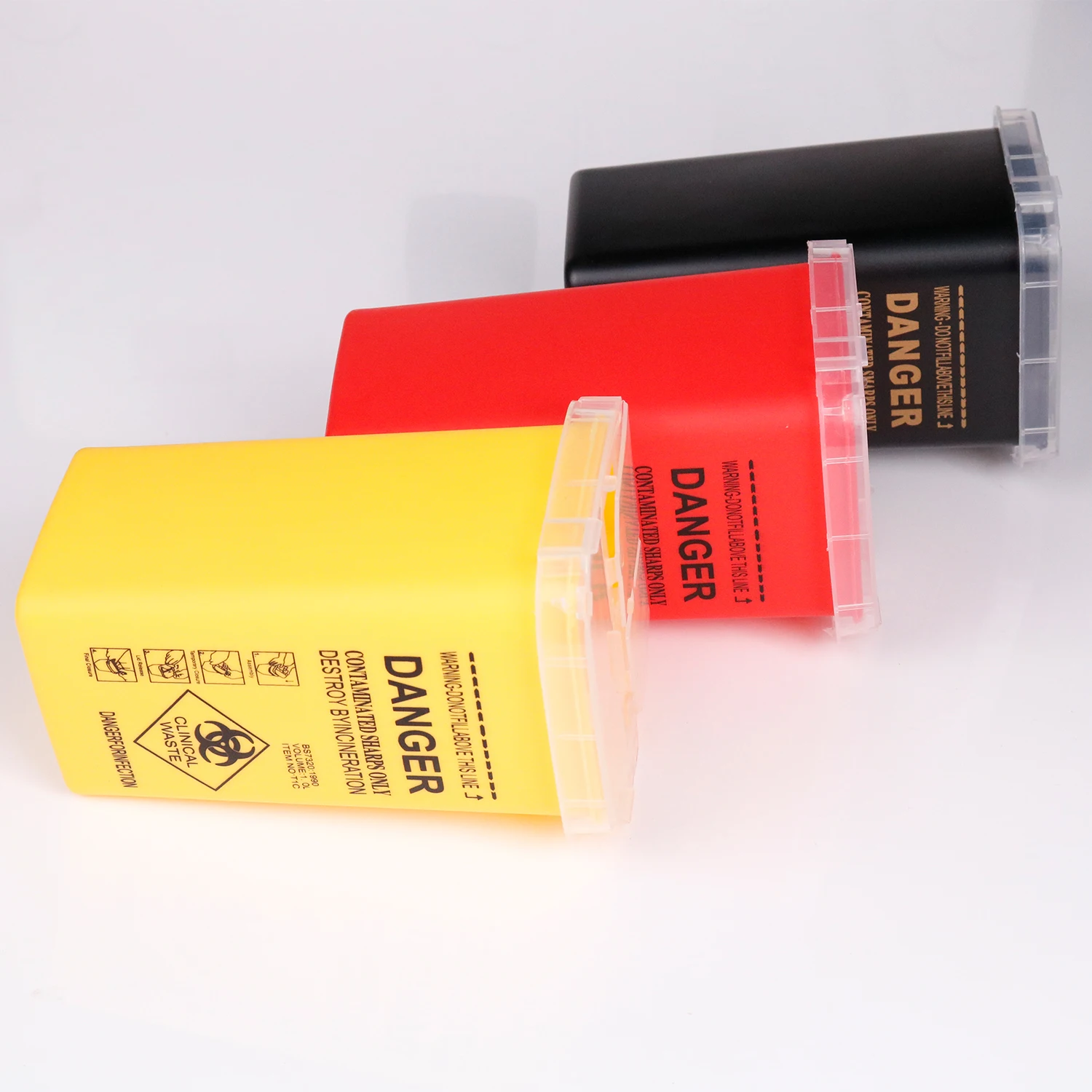 1L Sharps Container Biohazard Needle Disposal Box with 5 Pairs L Size Nitrile Gloves Tattoo Studio Supplies Tattoo Accessories
