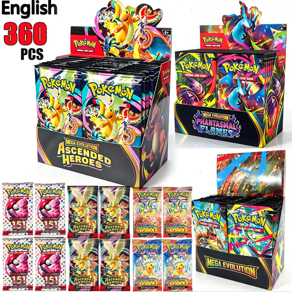 Image of 1-5 Packungen Pokémon-Karten 151, ASCENDED HEROES, Evolutions, PALDEAN FATES, Englische Verstärkungskarten, Kampf-Transaktionskarten als Geschenk