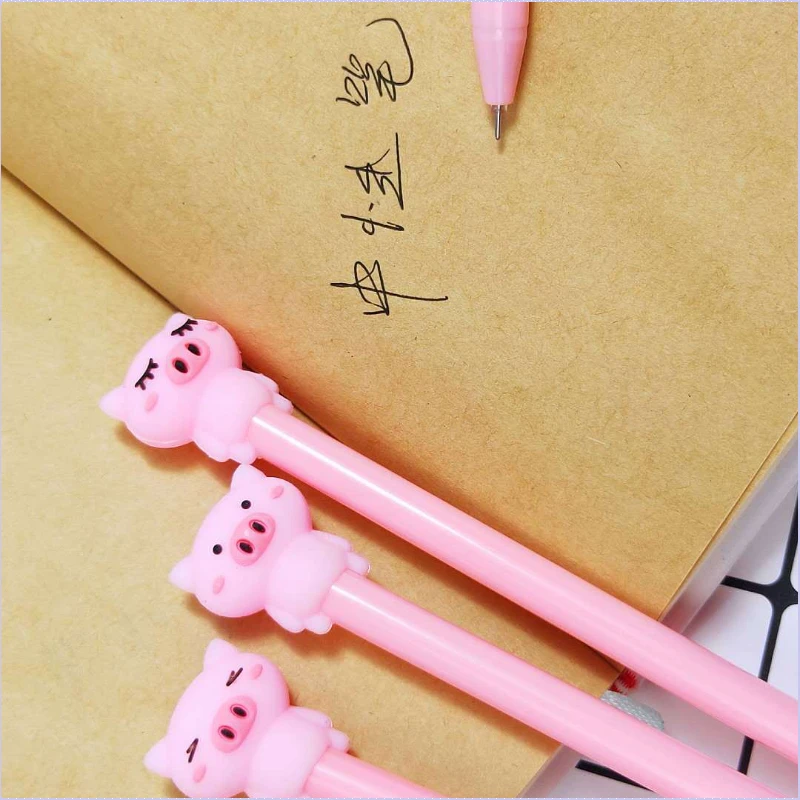 Imagem -05 - Cute Cartoon Pig Shaped Neutro Canetas Grupo Prêmio Student Papelaria Escritório de Volta às Aulas 24 Pcs