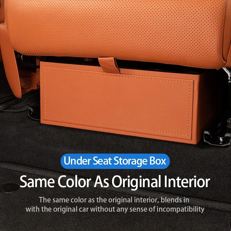 Under Seat Storage Organizer Box for Li Lixiang L8 L9 2022 2023 2024 Car Rear Row Leather Felt Tray Hidden Storage Box Trash Can