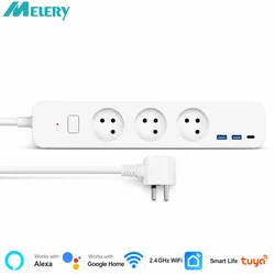 Melanery WIFI Tuya App Israeli Plug Smart Power Strip Type-C moce deskowy pilot zdalnego sterowania działa z ładowaniem Google Home Alexa USB