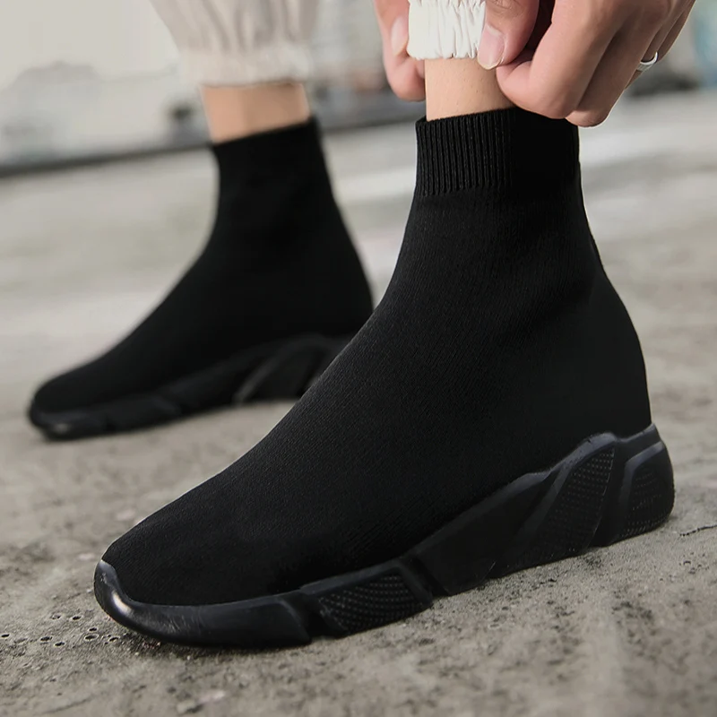 New Black Couples Sock Running Shoes Breathable Mesh Men's Socks Sneakers Big Size 47 Comfortable Non-slip Womens Slip-on Shoes