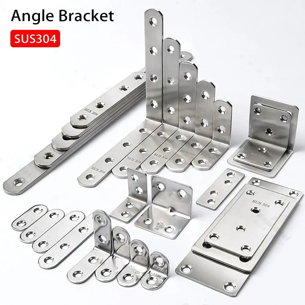 SUS304 Stainless Steel 90 Degree Corner Brace Joint Bracket Cabinet Screens Wall Shelf Support Bracket Furniture Fastener