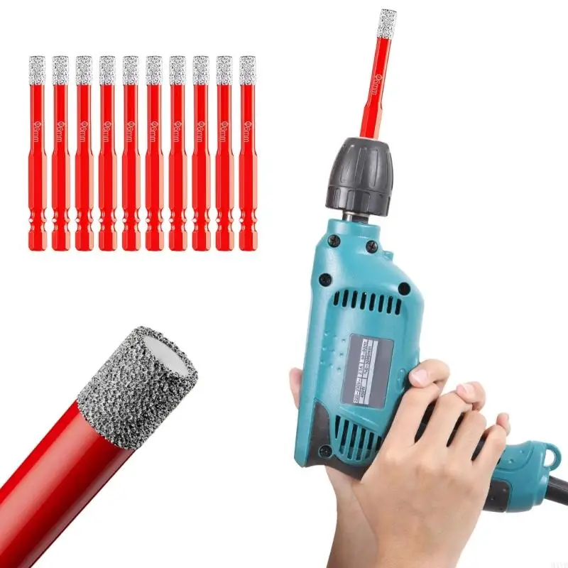 

10 шт., 6 мм, алмазная кольцевая пила, сухое сверло, шестиугольный хвостовик, резак для фарфора, гранита, остеклованной плитки