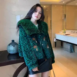 Elegant Leopard Fur Coat 2025 Faux Mink Fur Thicken Short Jackets Ladies Femininity Casacos De Inverno Winter Outerwear Women