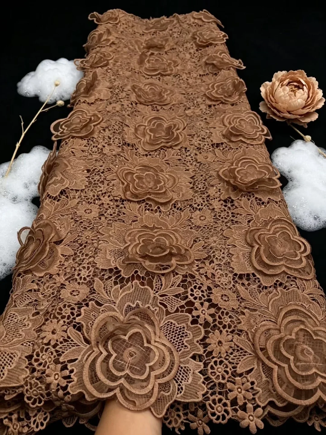 

Premier 3D Guipure Lace Biggest Embroidered Cupion Cord Fabric Heavy African Lace Wedding Dress Sewing Celebrants Wear