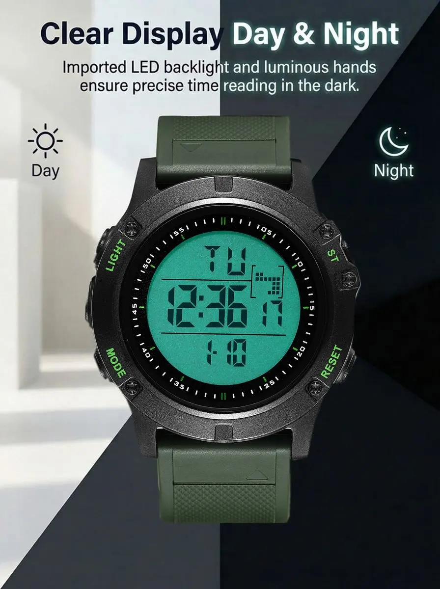 Men Watches Outdoor Sport Waterproof Digital Watch for Men Large LED Dial Fashion Khaki Military Wristwatch Relogio Masculino