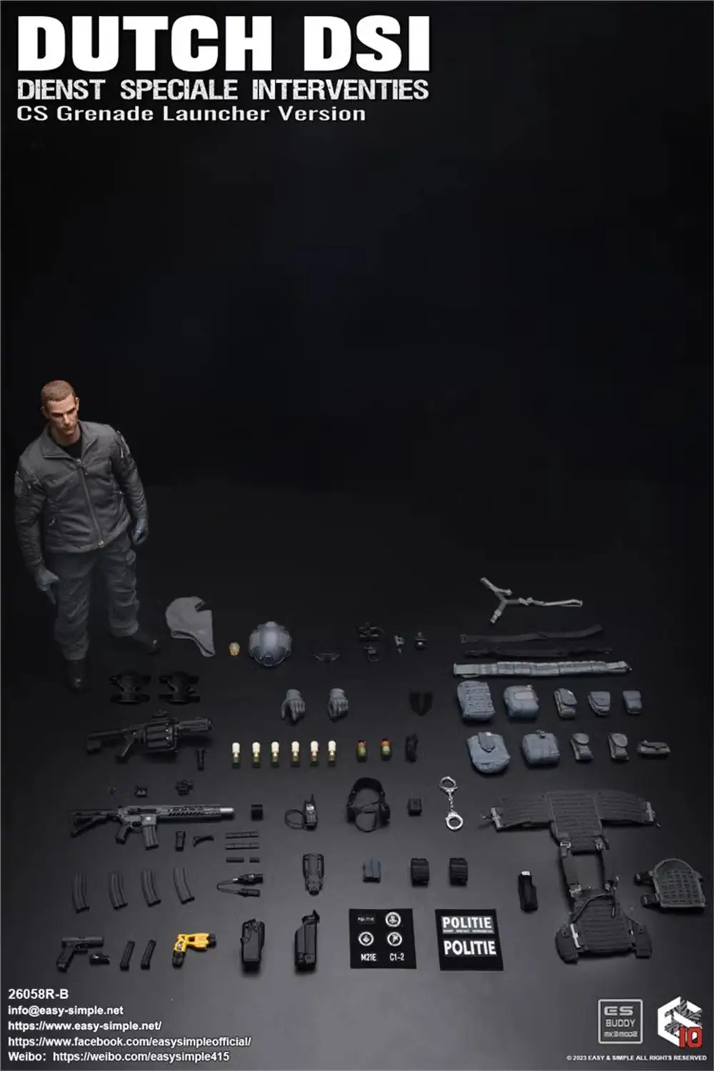 Easy&Simple ES 26058R Version B Dutch Dienst Speciale Interventies Riot Shield Full Set Action Figure Model Gift For Fans 1/6