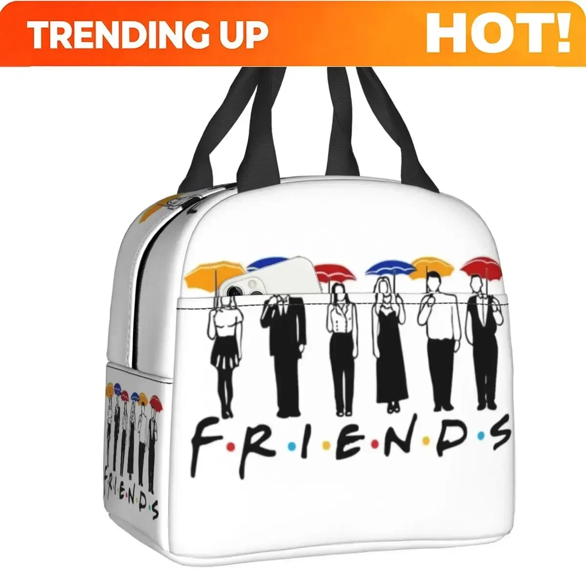 Custom Bag Custom Custom TV Show Friends Symbol Portable Lunch Box Women Leakproof Thermal Cooler Food Insulated Lunch Bag Schoo