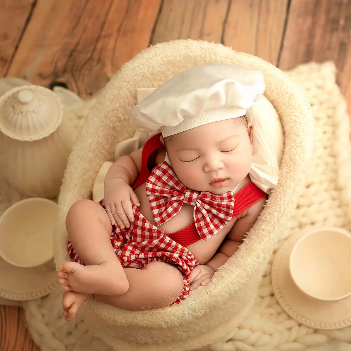 

Ylsteed Фотофон для новорожденных с шапочкой шеф-повара галстуком-бабочкой красная одежда для фотосъемки реквизит для младенцев подтяжки для мальчиков и девочек брюки