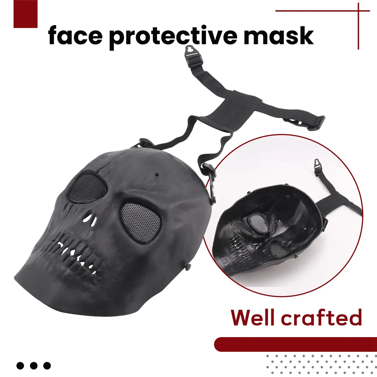 

【Home-Tools!】Airsoft Mask Skull Full Protective Mask - Black