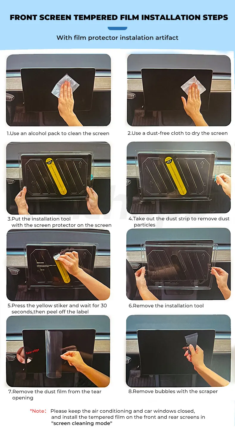 Futhope 16 Zoll gehärteter Glas-Displayschutz für Tesla Model Y YL 2026 Juniper HD Center Control Film Installationswerkzeug – Detail 12