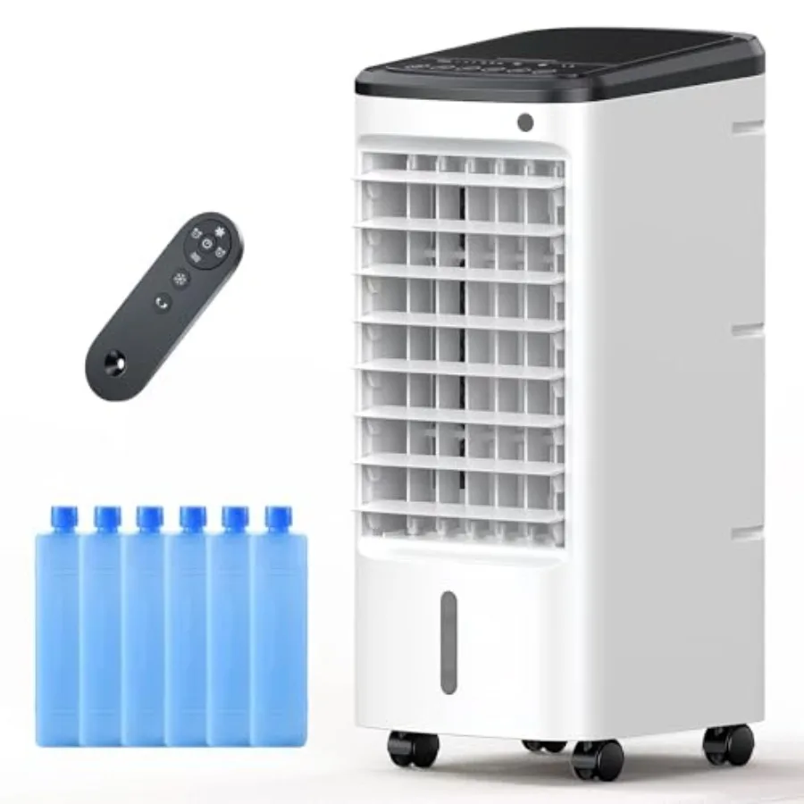Portable air conditioner for bedroom, office, indoor/outdoor use; plastic housing; white; ventless, ductless, hoseless, quiet e