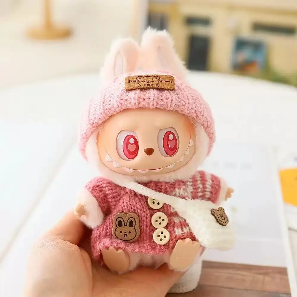 for Labubu Outfit V1 V2 V3 17cm Dolls Sitting Accessories Glasses Clothing Designer Kids Gift Sweater Hat Bag Set Doll clothes