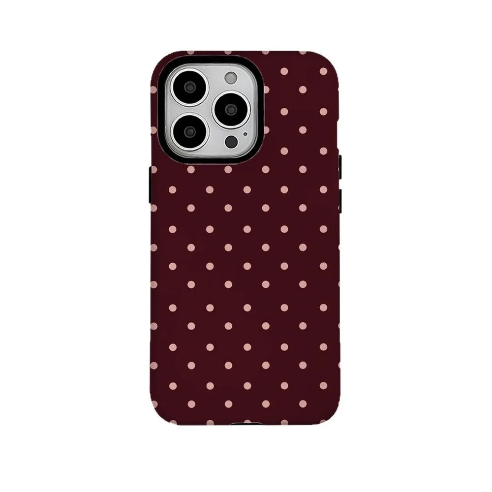 Ins Brown Red Polka Dots Phone Case for IPHONE 16 15PRO MAX 14 PLUS 13 12 MINI 11 Acrylic TPU Two in One Magnetic Phone Cases - náhled 2