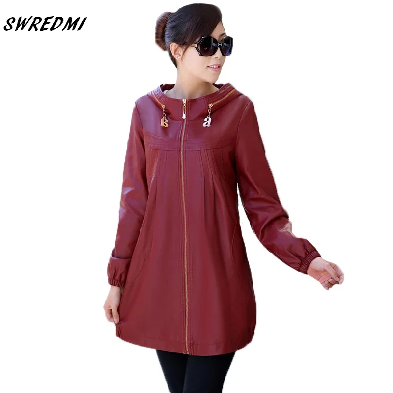 Hot-selling womens leather jacket 2024 ladies XL-XXXXL-6XL leather clothes woman autumn and wither female jacket coat