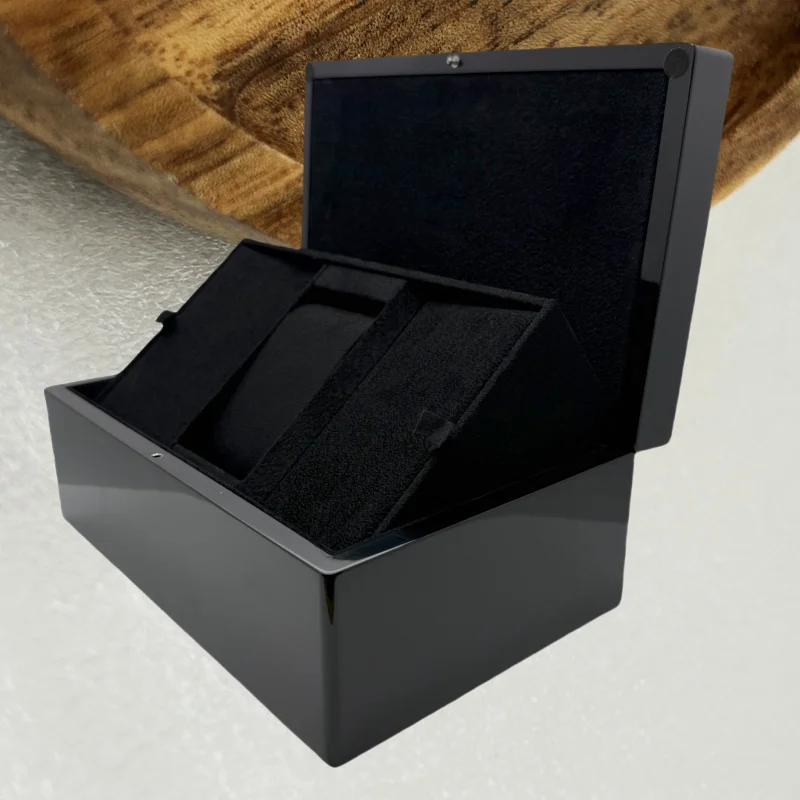 GMOGAR модная прямоугольная черная мужская байковая деревянная коробка для часов с бумажным пакетом подходит для FM NH35 NH36 витрина для хранения часов
