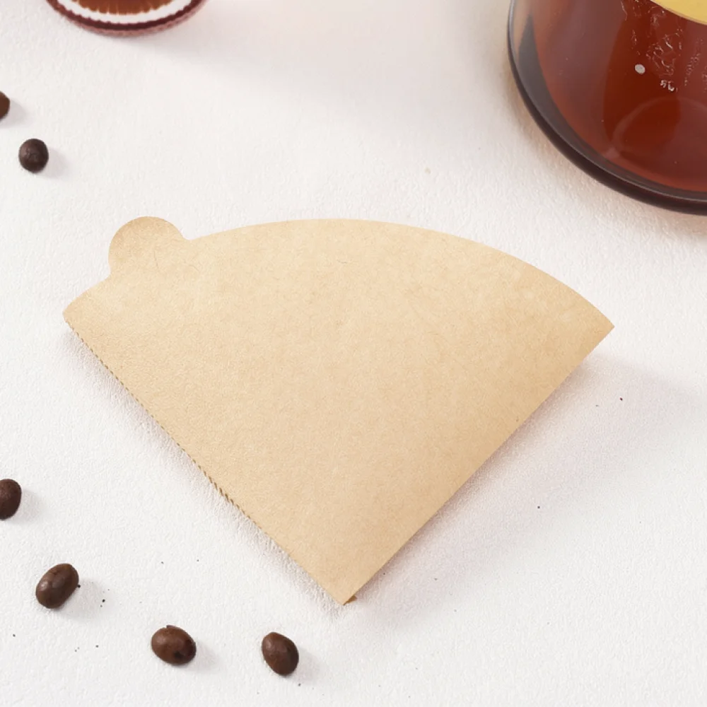 Fan Shaped Coffee Filter Paper Natural Wood Pulp Drip Brewer Cone Espresso Machine Replacement Parts High Performance