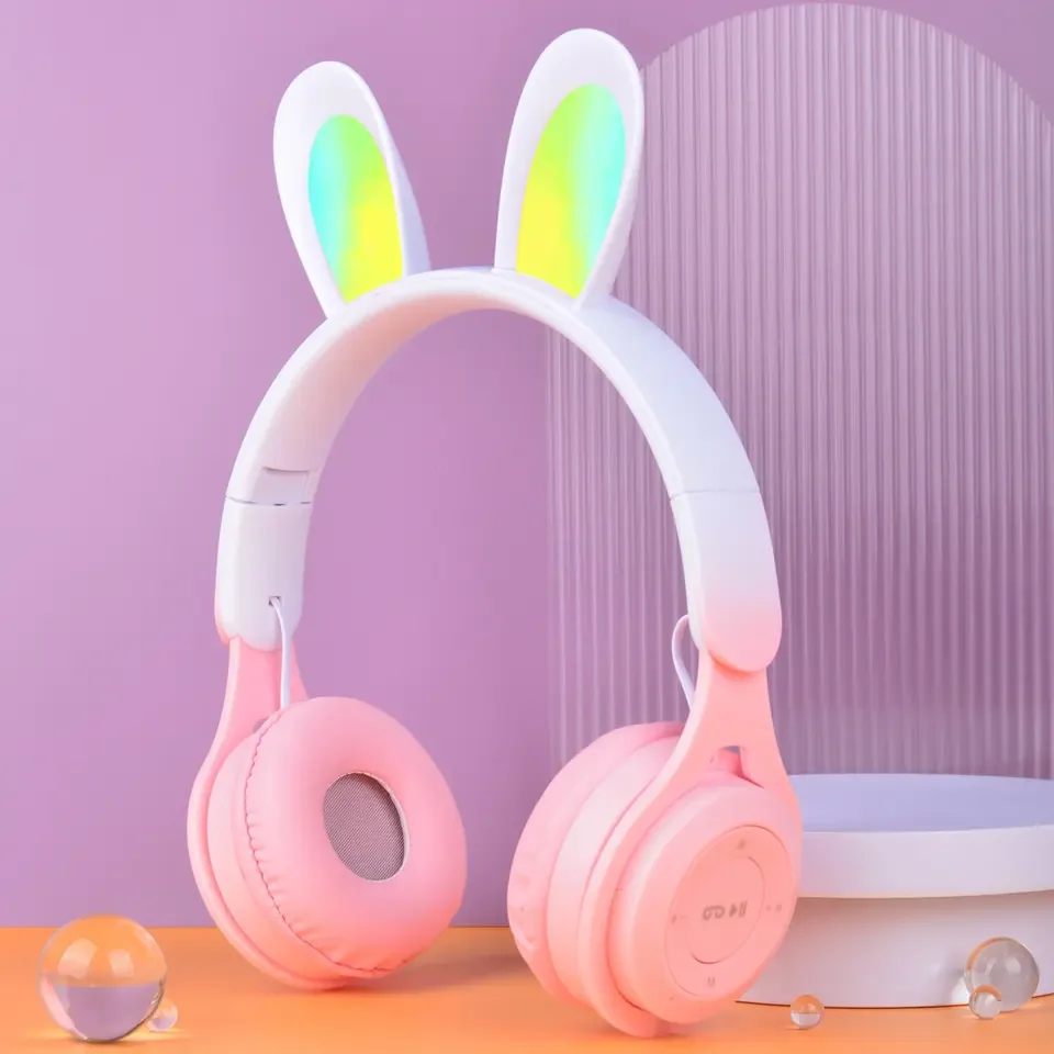 M6 Rabbit Ear Wireless Headphone Bluetooth Earphone Student Children with Mic Folding Macaroon Color System Music Headset