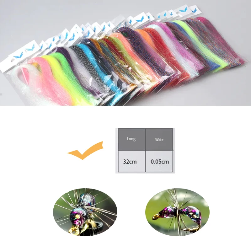 material-de-amarracao-de-pesca-com-mosca-de-seda-brilhante-espiral-para-minnow-pique-truta-streamers-gabarito-isca-fazendo-multiplas-opcoes-de-cores