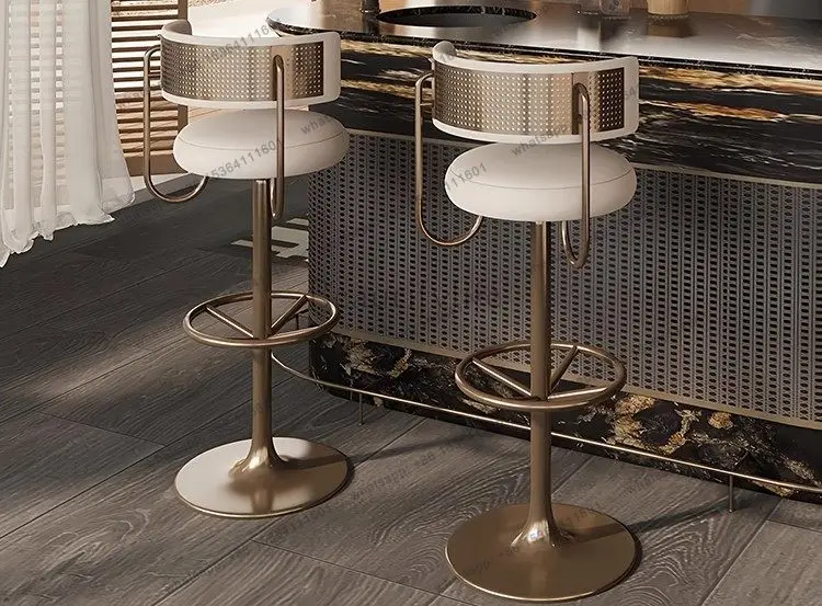 YJ Minimalist Black Bar Stool Chair Swivel Modern Italian Sturdy Dining Chairs Ergonomic Unique Sillas De Comedor Dining Furni